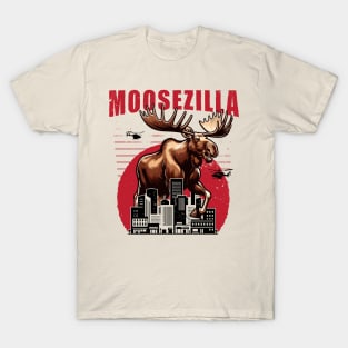 Moosezilla Funny Giant Moose in the City Look Meese T-Shirt